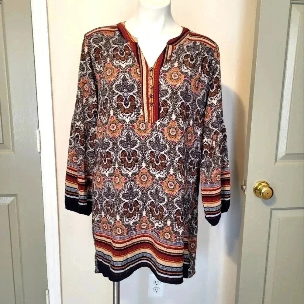 Umgee Boho Floral Mix Print Tunic/Dress(S)